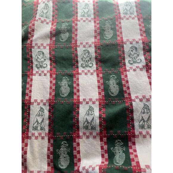 Christmas  Red Green TableCloth Christmas Santa Country Farmhouse Cotton Holiday - Picture 2 of 8